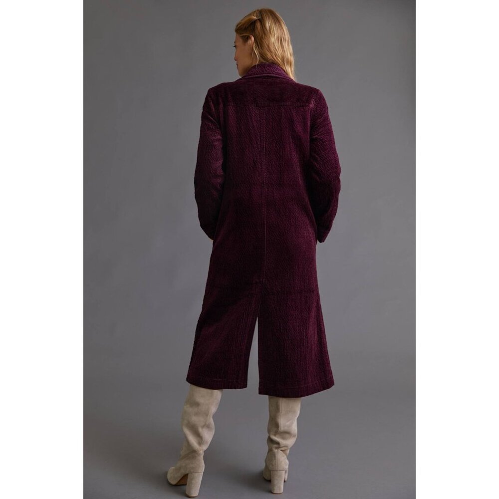 By Anthropologie women's‎ 4 dark maroon corduroy duster jacket gothic lined - Picture 4 of 15